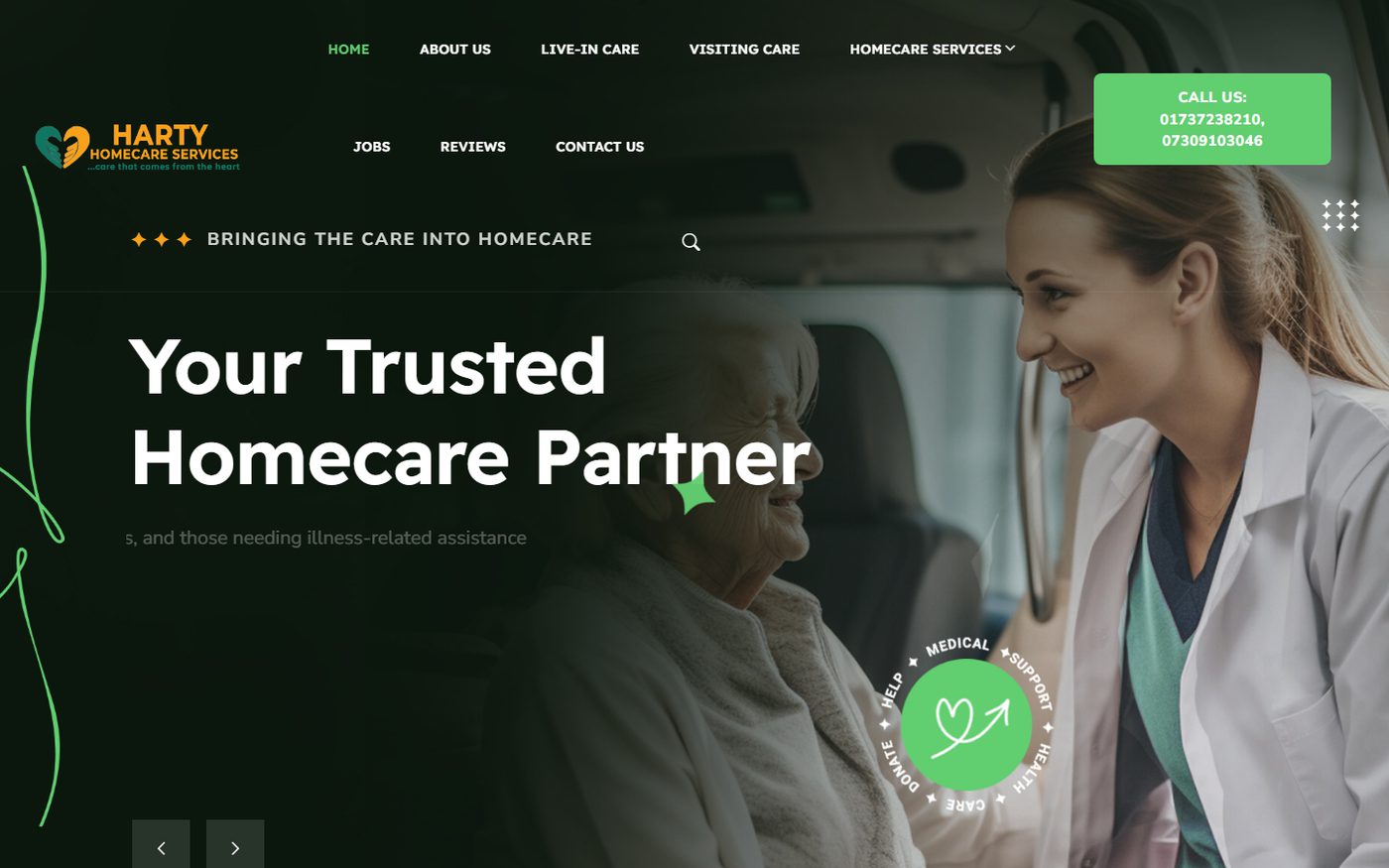 The Harty Homecare Services website