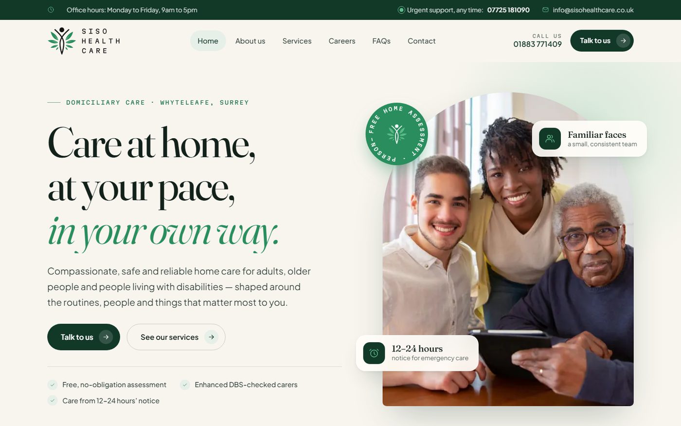 The Siso Healthcare website